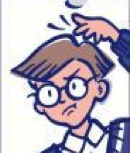 Cartoon man scratching his head in confusion
